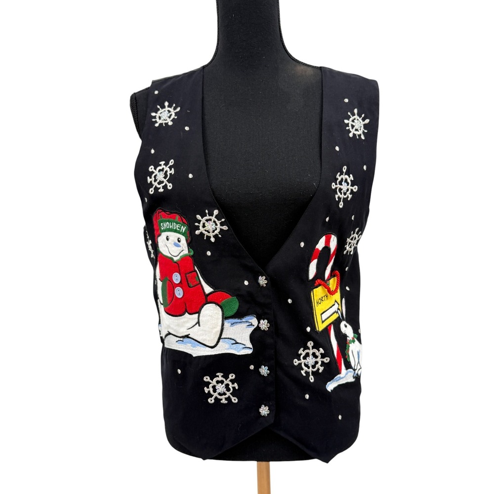 Snowden and Friends‎ Women's Christmas Vest  Snowman Bunny North Pole Large